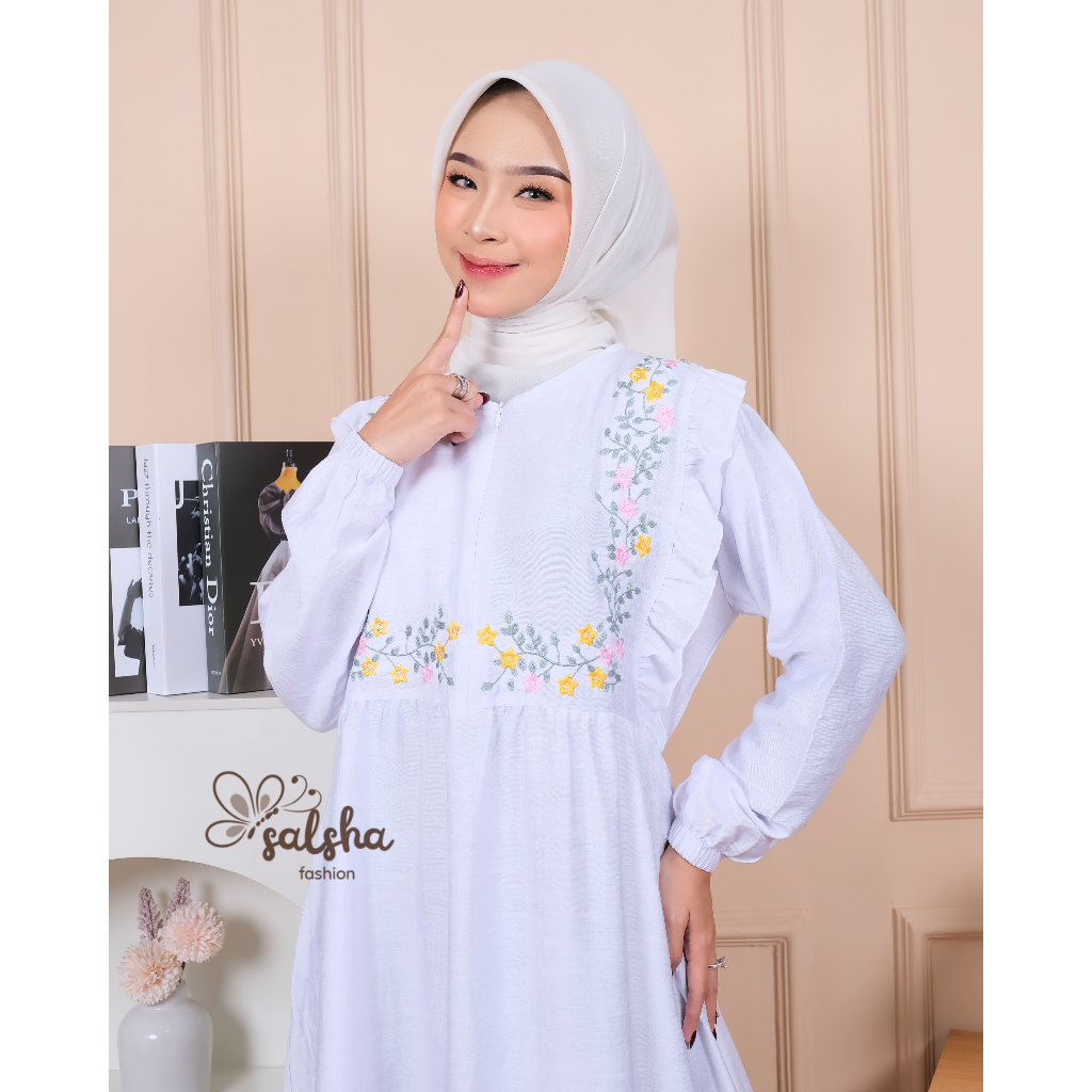 DISKON ZORA GAMIS WANITA MODEL TERBARU/DRESS KONDANGAN WANITA MUSLIM BORDIR BUNGA BUSUI FREINDLY