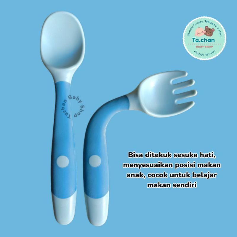 Sendok Garpu Makan Bayi Gagang Lentur Belajar Makan Anak/ Sendok Belajar Makan Bayi / Training spoon