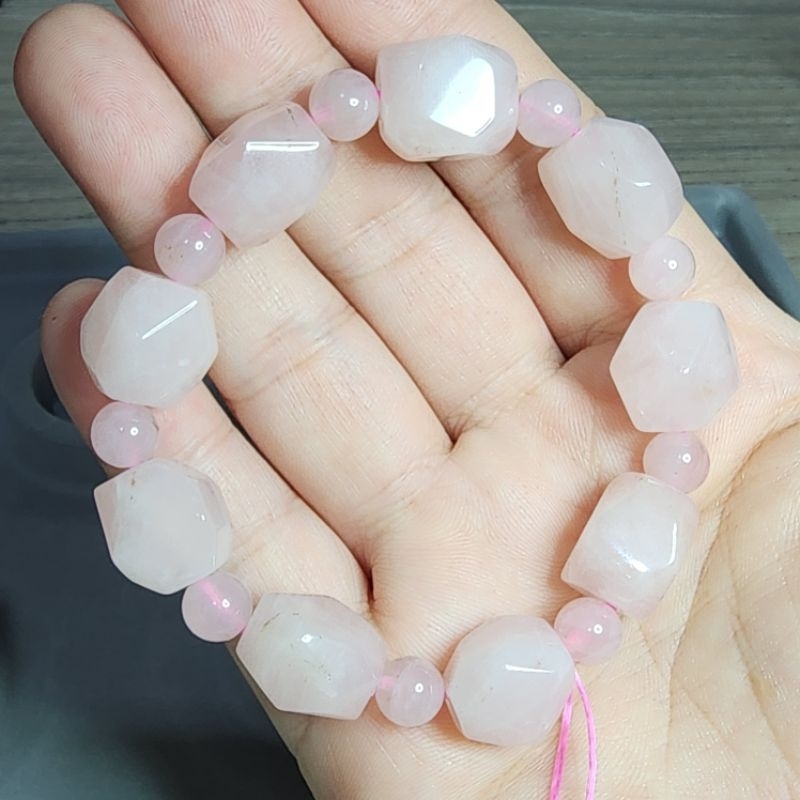 Gelang Batu Rose Quartz Healing Crystal Asli Natural XA090