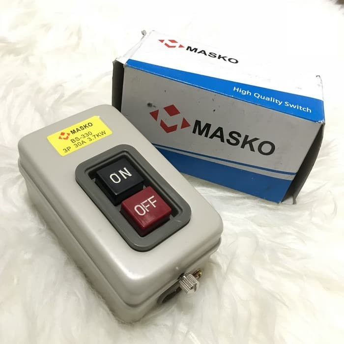 MASKO Power Push Button Switch ON - OFF 3P 15A / Saklar Tekan On Off