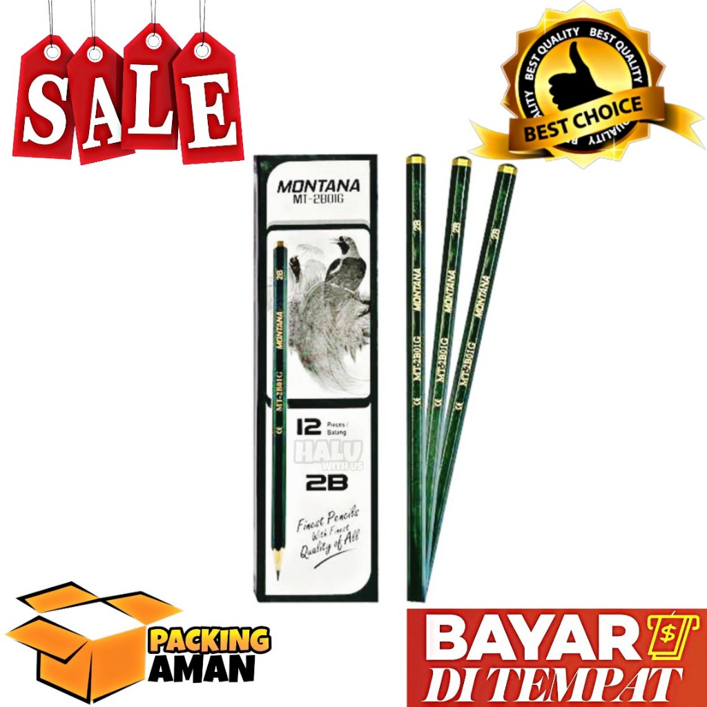 

(BISA COD) PROMO 12 Pcs Pensil Montana MT-2B01G / Pensil 2B / Pencil / Alat Tulis Murah