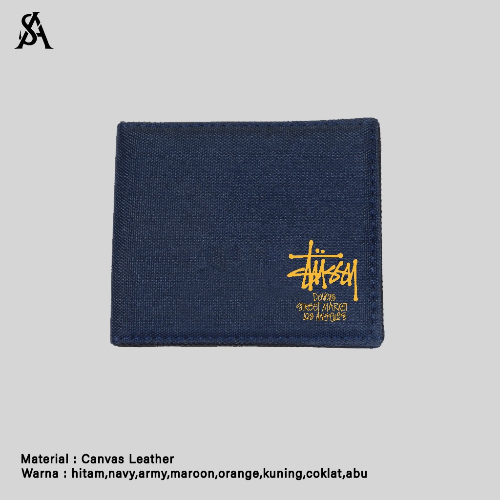 Dompet Lipat Pria Canvas Stussy Printing Nylon Sewings Casual By Almighty Wallet