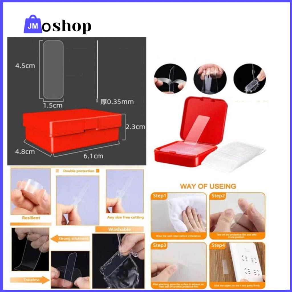 

Double Tape Box Mini 60pcs Selotip Bening Transparan Ajaib 2 Sisi Serbaguna