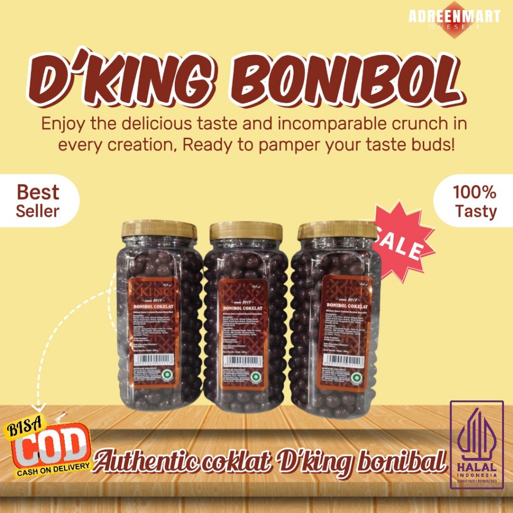 

D'KING Bonibol Salut Coklat Bentuk Bola Mini Varian Cokelat Biskuit [250 g]