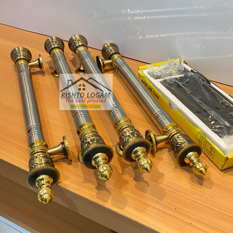 Tokaiaja Handle Pintu Minimalis 45Cm Gagang Pintu Rumah Pegangan Pintu 2 Stainless Kuningan