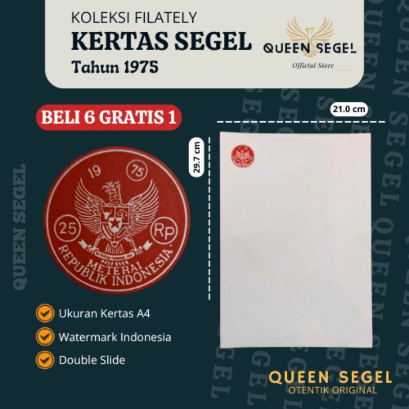 

[Beli 6 Gratis 1] Kertas Segel Tahun 1975 Double Slide Asli Original