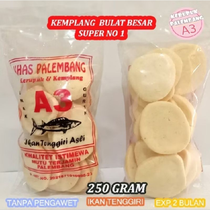 Kerupuk kemplang bulat besar super kualitas no 1 A3 asli khas Palembang jastip