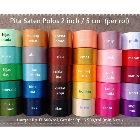 

PROMO SPESIAL PSP13 Pita Saten Polos 2 inch per rol