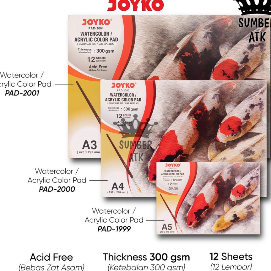 

SPESIAL Watercolor Pad Buku Gambar Cat Air Akrilik 3 gsm 12 Sheets PAD1999 PAD2 PAD21 A5 A4 A3