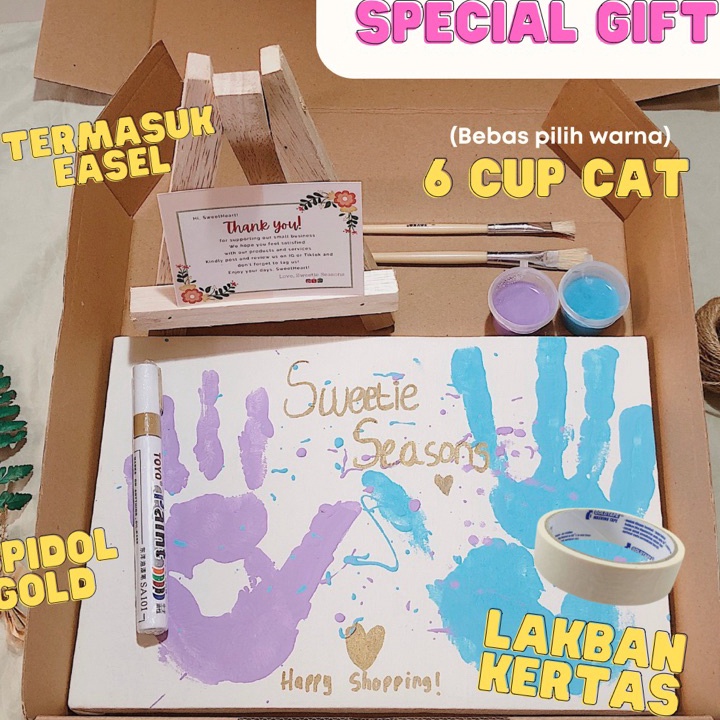 

DISCOUNT TERMASUK EASEL DIY Handprint Painting Kit by Sweetie Seasons Canvas Lukis Set Easel Lukisan