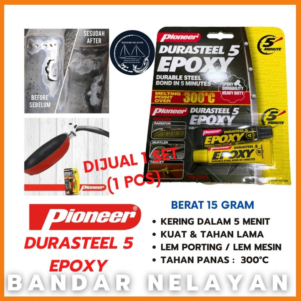 LEM BESI SUPER KUAT TAHAN PANAS 300C EPOXY DURASTEEL 5 MENIT (15GR)-LEM RADIATOR MESIN/ LEM KNALPOT 