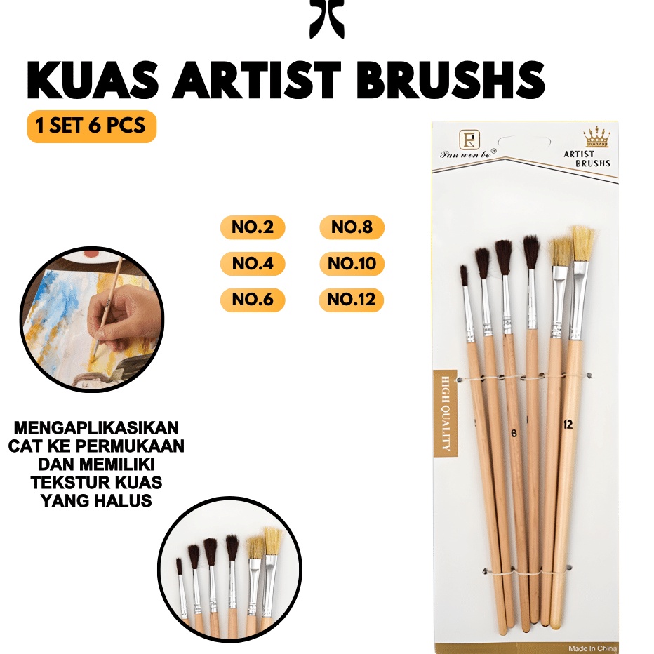 

PROMO MENARIK SALE Kuas Cat Air Polos Cat Minyak Cat Akrilik Brush ISI 6 KUAS