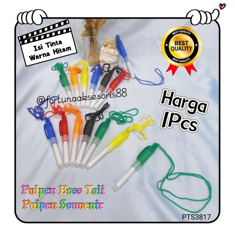 

PULPEN TALI WARNA WARNI / PULPEN GANTUNG / PEN TALI TINTA HITAM / PENA LUCU / SOUVENIR PULPEN / BOLPEN TALI / STRING BALLPOINT / PTS3817