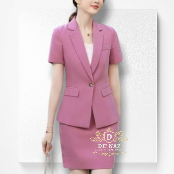 Setelan Blazer Wanita 2IN1 plus Rok,  Set Jas Balzer Stylish,  Jas Formal Wanita Kerja Atasan Lengan