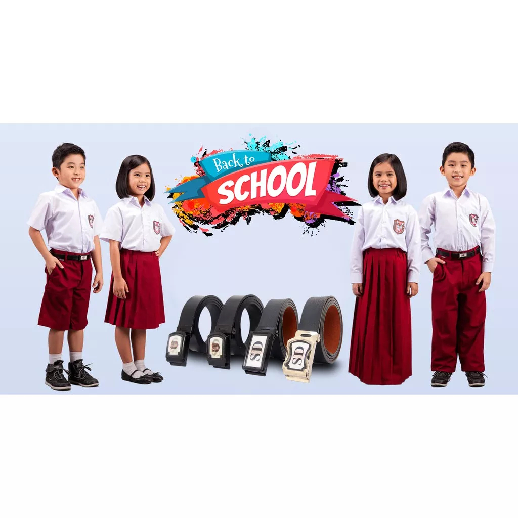 HFS-Ikat Pinggang Kulit Sintesis Anak Sekolah SD/SMP/SMA 3D