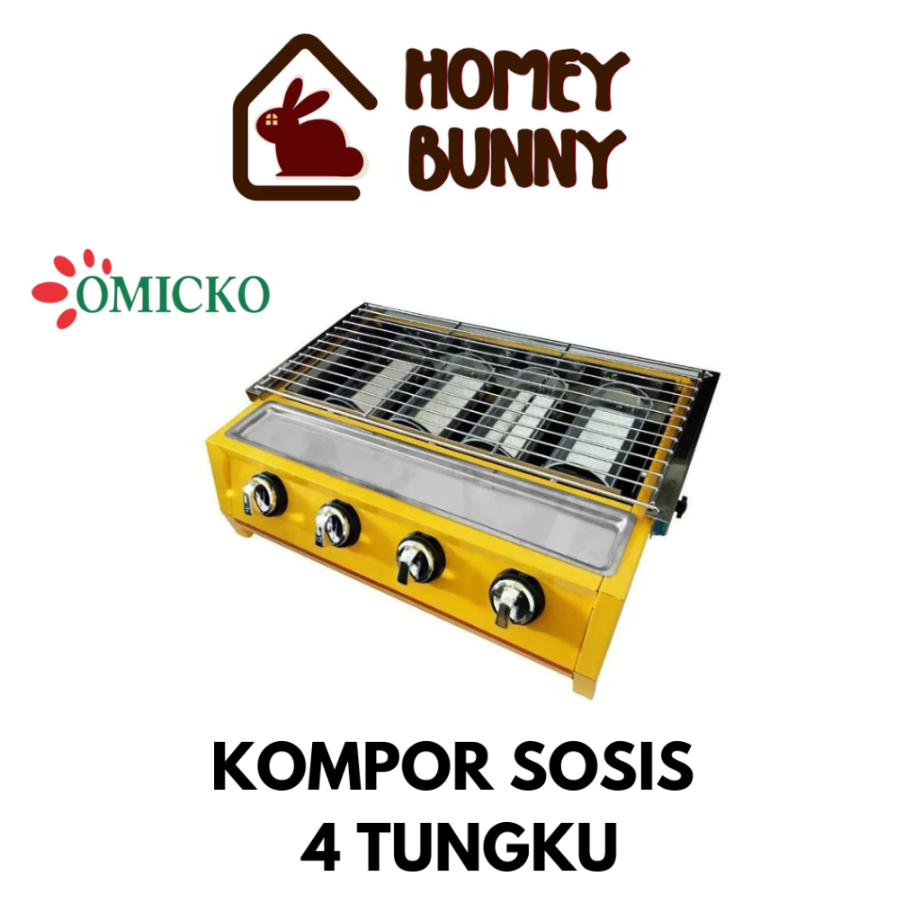 Kompor Sosis Gas 4 Tungku OMICKO / Bakar Panggang Sate