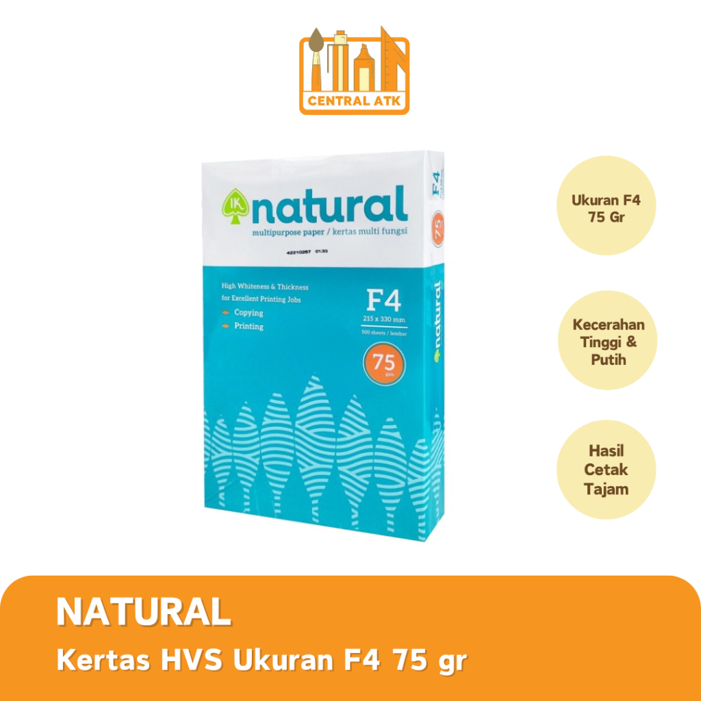 

KERTAS HVS | PRINT | FOTOCOPY NATURAL F4 75 GRAM (1RIM)