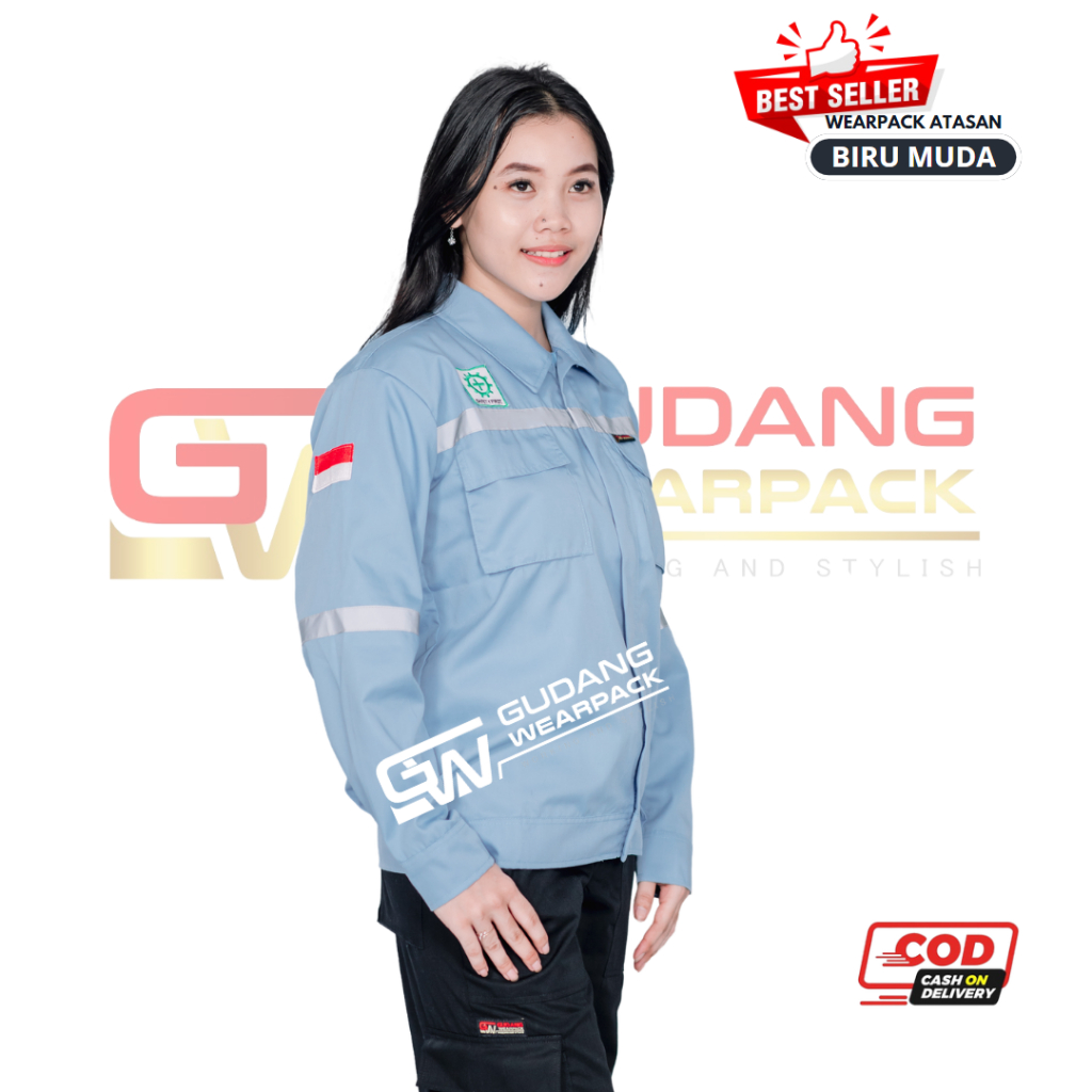 Wearpack Atasan Warna Biru Telor Asin Polos (baju kerja) - gudang wearpack