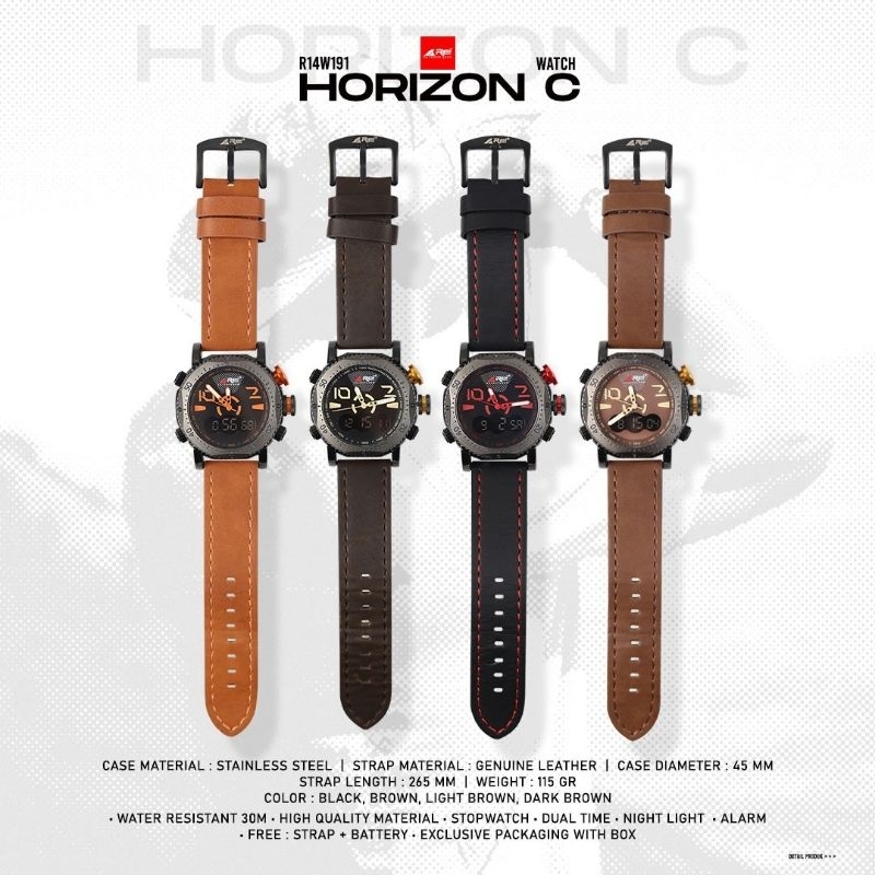 JAM TANGAN KULIT PRIA HORIZON C AREI OUTDOORGEAR | JAM TANGAN ANALOG DIGITAL REI HORIZON C