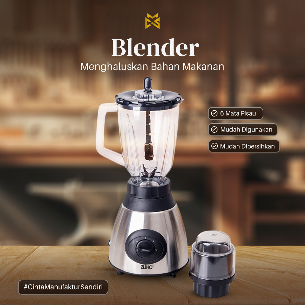 ZUKOSHOP OFFICIAL - Blender Zuko Stainless Steel | | Blender low watt - 1.5 Liter