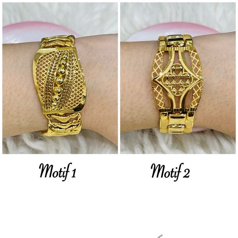 gelang model jam tangan variasi kerawang mewah elegant emas asli kadar 875