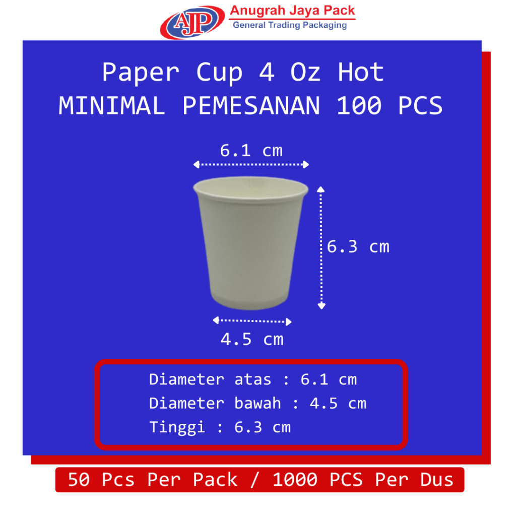 Paper Cup 4 Oz Hot Polos / Gelas Kertas Minuman Panas 4 Oz