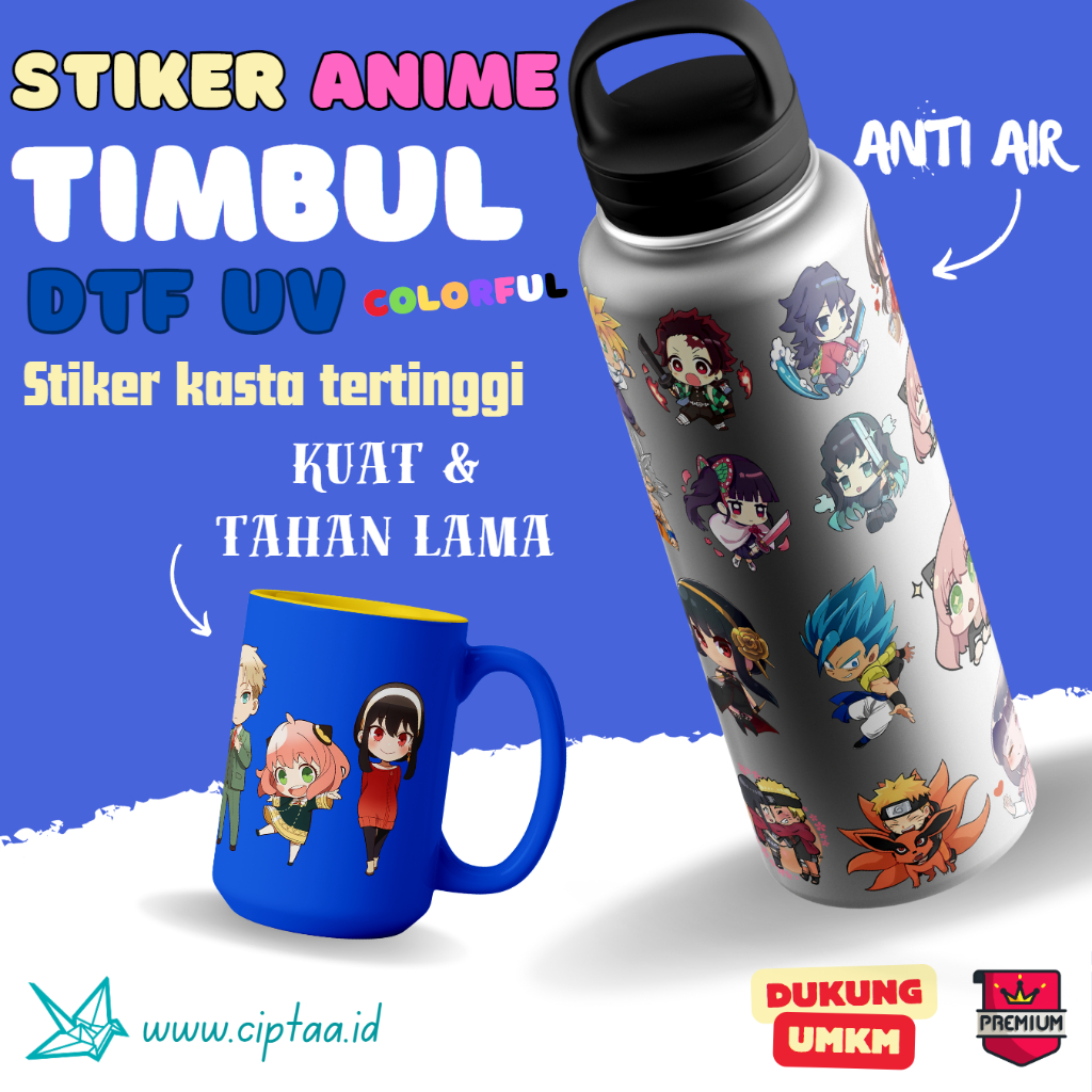 

Sticker Anime - Stiker Timbul DTF UV - Sticker Chibi - Stiker Anime Lucu