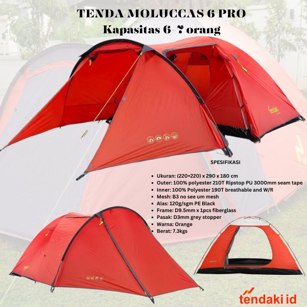 TENDA CAMPING KAPASITAS 6 ORANG / TENDA BORNEO 6 DOUBLE LAYER / TENDA MOLUCCAS 6 PRO / TENDA 6 ORANG