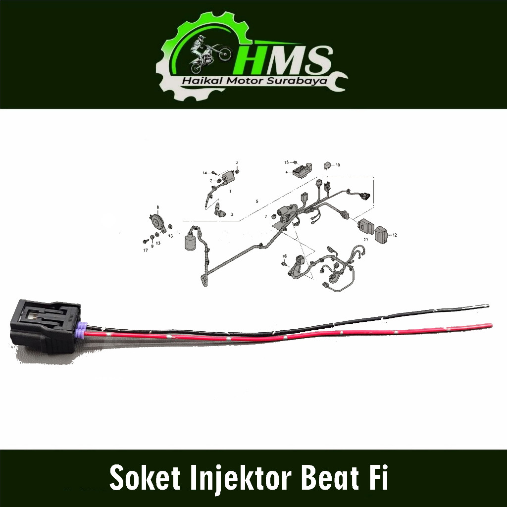 SOKET INJEKTOR "BEAT FI" - SOCKET LAWAN INJEKCTOR MATIC HONDA BEAT POP / ESP / FI 2017 - 2020