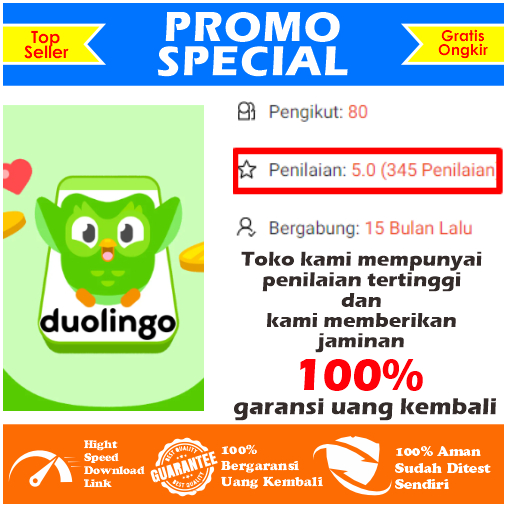 [PROMO BELI 1 GRATIS 1] Super Duolingo - unlock Premium No Trial Full Version Lifetime Bergaransi