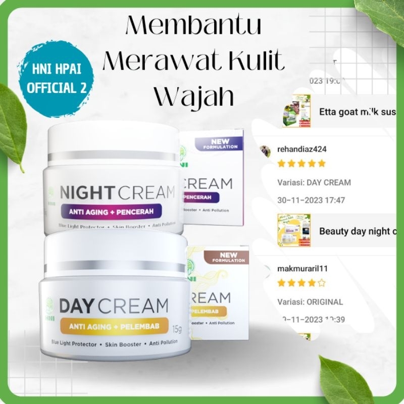 Beauty day night cream perawatan kulit wajah herbal hni hpai