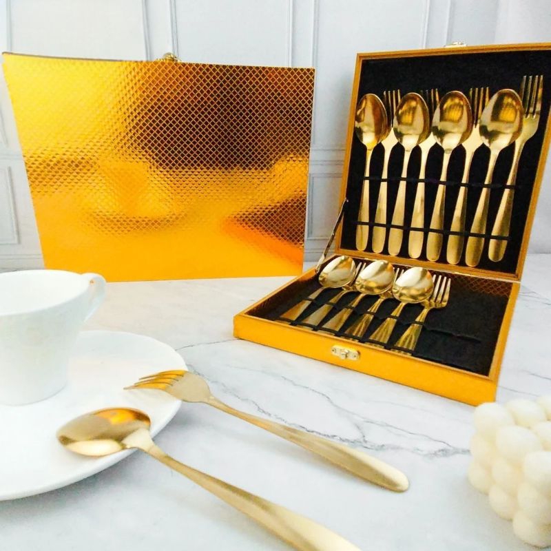 Sendok Garpu Set Koper Gold Hampers Gift