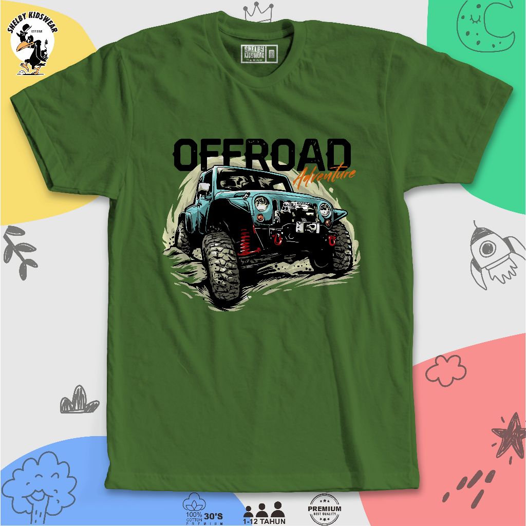 Kaos Anak Mobil Jeep Offroad Baju Otomotif Laki Laki Perempuan Import Distro Mall - Shelby Kidswear