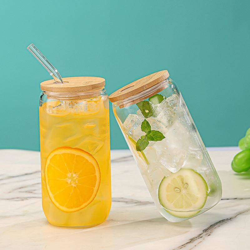 BOTOL MINUM GELAS SEDOTAN KACA TUTUP KAYU