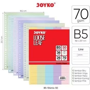 

Kertas LoosLeaf Warna JOYKO B5-50 Lembar