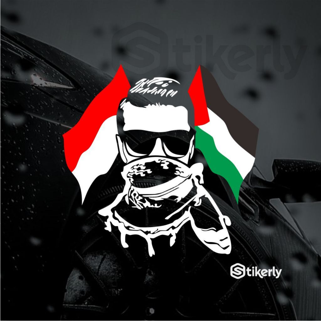 Stiker Palestina + Indonesia Mobil Visor Motor