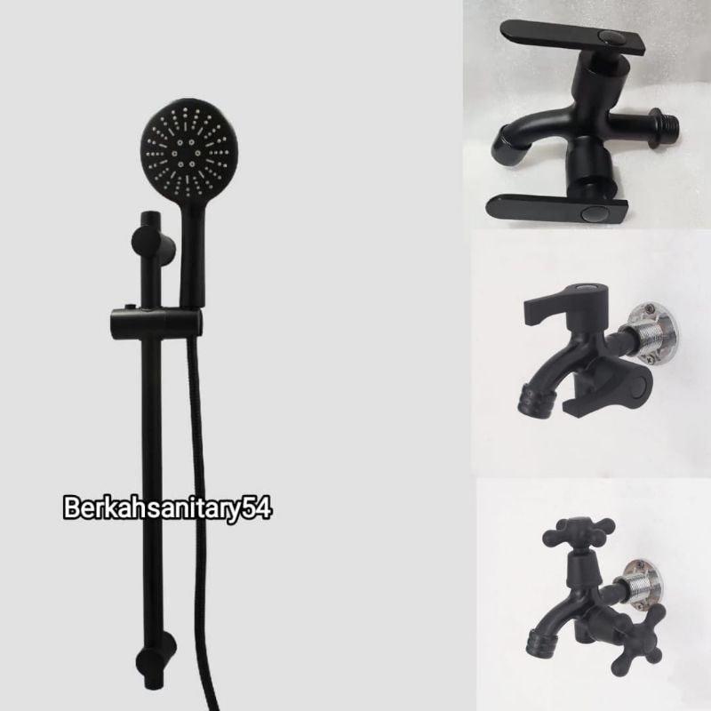 Paket Lengkap Shower Tiang Dingin Hitam/Shower Tiang Kamar Mandi/Shower Tiang Set