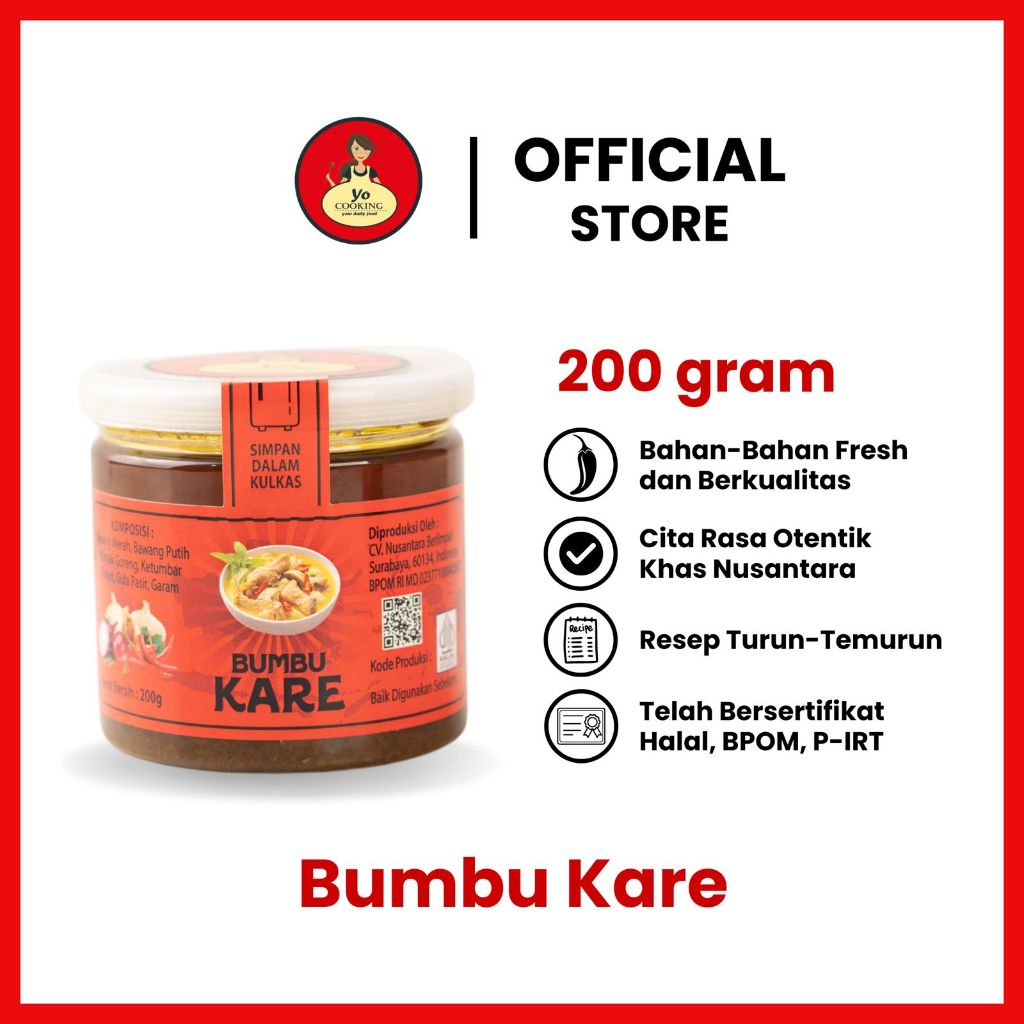 

YO COOKING Berat 200gr - Bumbu Masak Kare Ayam -BPOM- Bumbu Instan - Bumbu Praktis - Mantap Medok enak nampol - Rasa enak- Bumbu viral - Bumbu dapur - Masak sat set