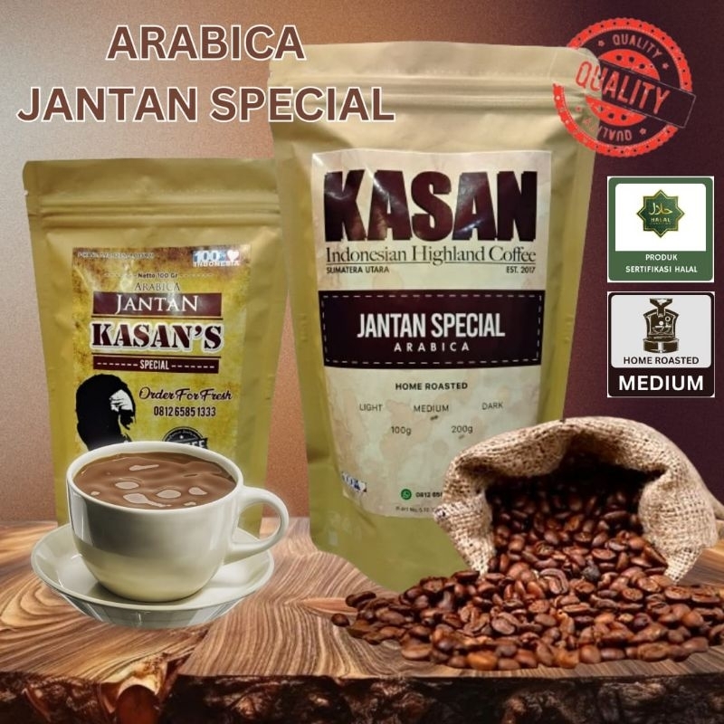 

KASAN's Coffee Beans - ARABICA JANTAN/PEABERRY SPECIAL - 100g-200g - Home Roasted : MEDIUM - HALAL