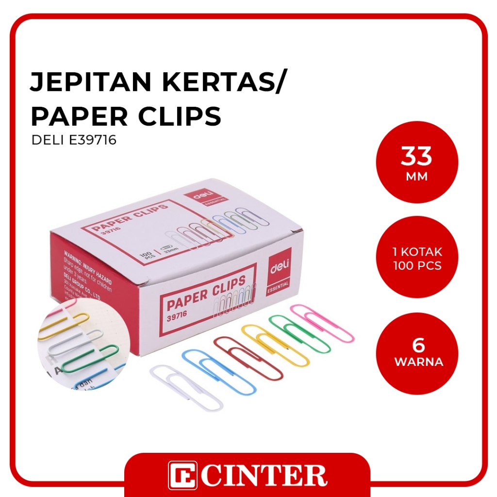 

DELI - PENJEPIT KERTAS / PAPER CLIP WARNA E39716