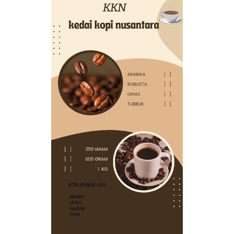 

Kopi Bubuk Nusantara 1 kg jenis GIRAS rasa nikmat, mantap, harum