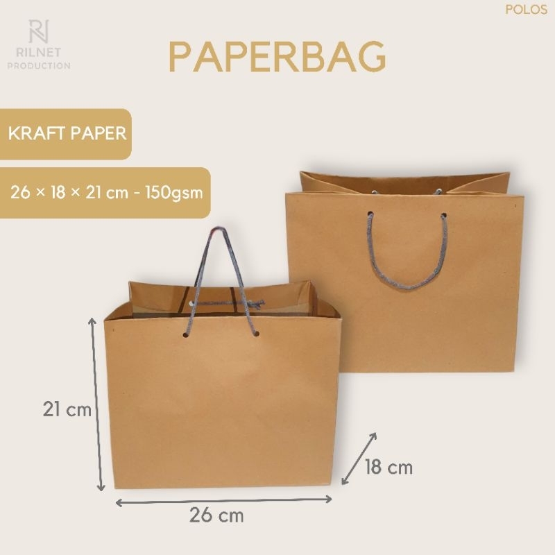 

Paper Bag Polos Coklat - 26×18×21 - Tas Kertas - Craft - Gift Bag