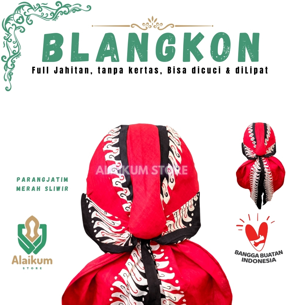 BLANGKON ALUSAN MOTIF PARANG JATIM MERAH SLIWIR | BLANGKON ALUSAN DI JAHITAN |  BLANGKON JOGJA |  BL