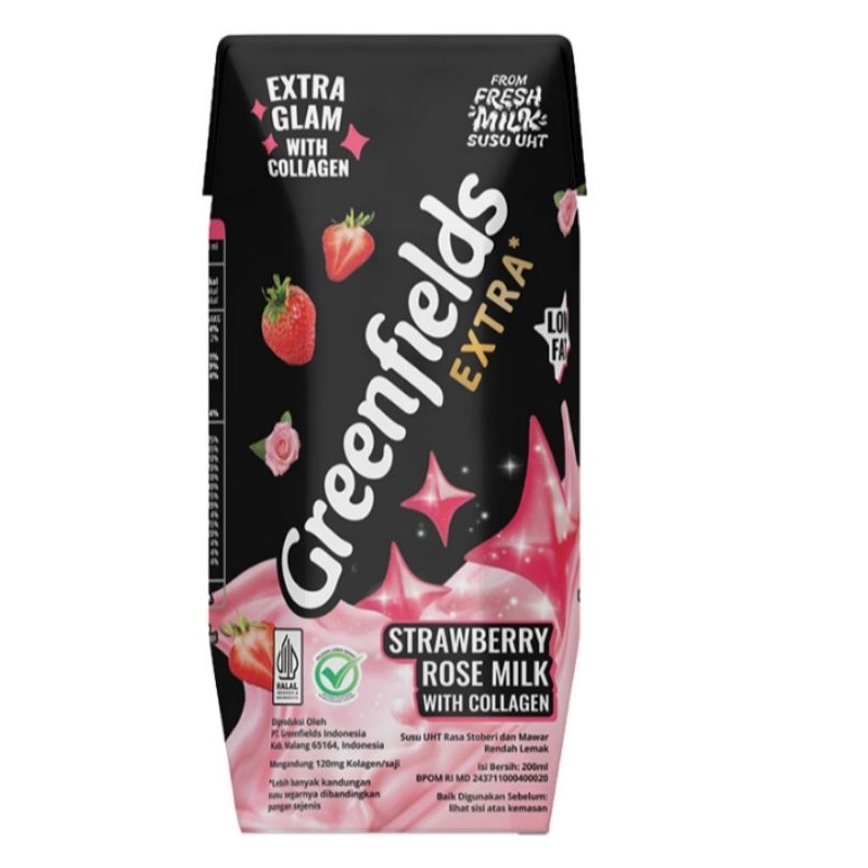 

Greenfields Susu UHT Extra Glam Strawberry Rose Milk with Collagen 200 ml