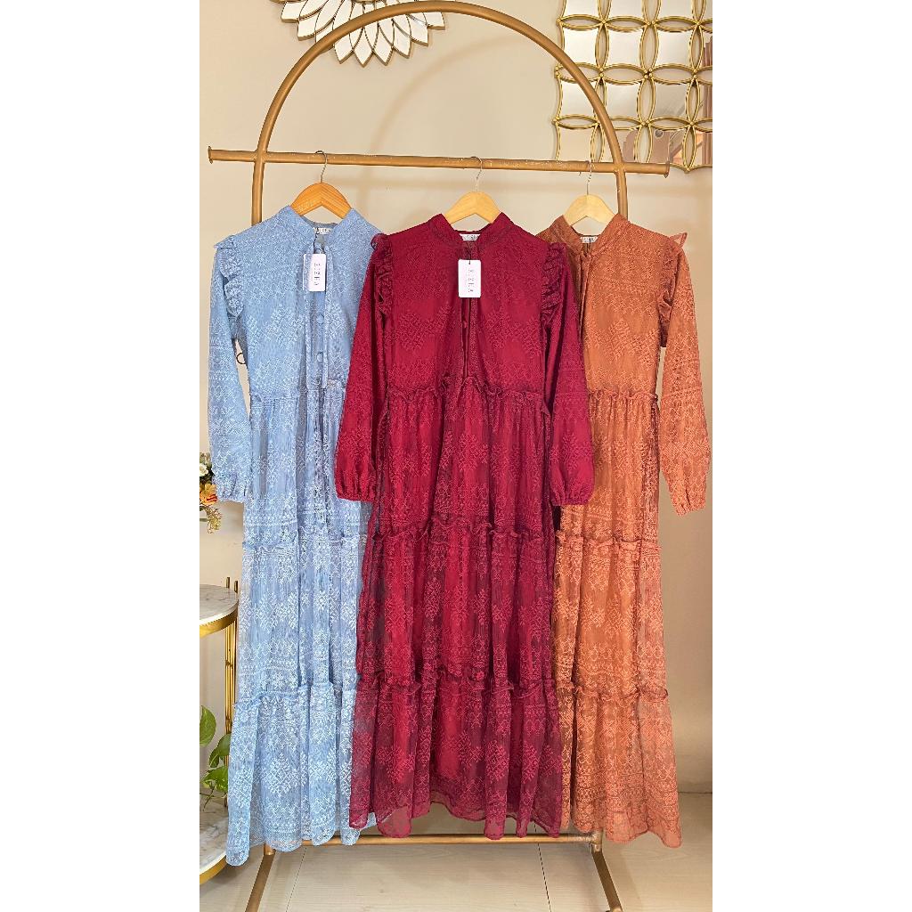 TAMARA GAMIS BROKAT PREMIUM IMPORT FASHION MUSLIM DRESS ELEGANT CANTIK