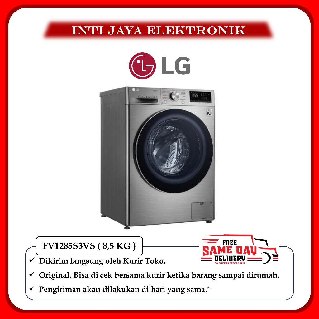 MESIN CUCI LG 8.5 KG INVERTER FV1285S3VS GARANSI RESMI 8.5KG - 8,5KG 8,5 KG 8KG 8 KG