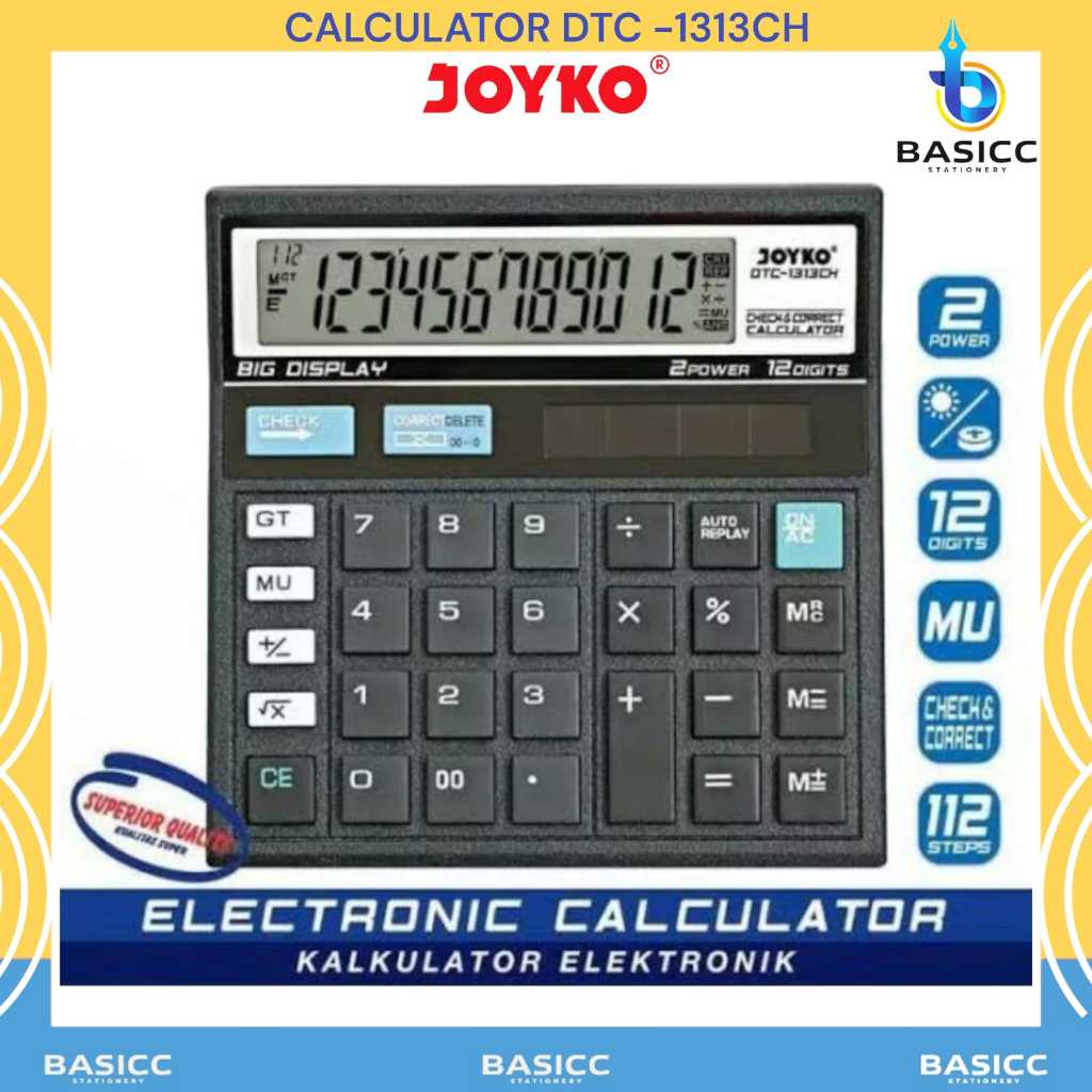 

Joyko Kalkulator 12 Digits Calculator Elektronik DTC 1313CH | @1Pcs