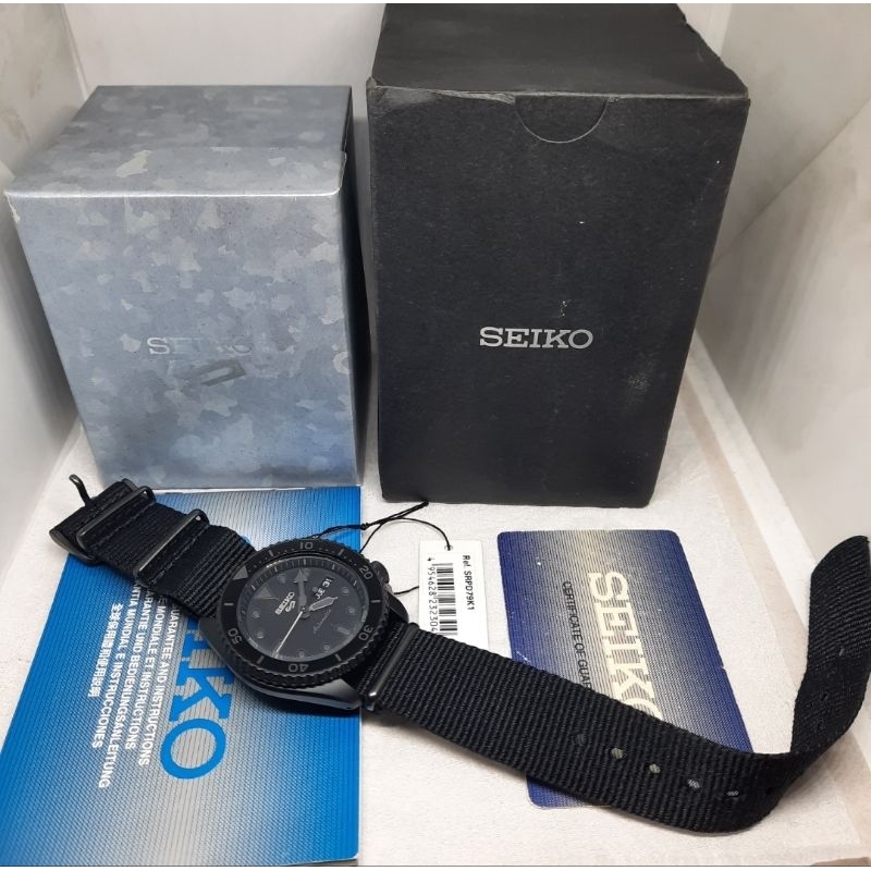 Seiko 5 Sport SRPD79K1 + Rubber Strap All Black SRPD79 Bekas Mulus