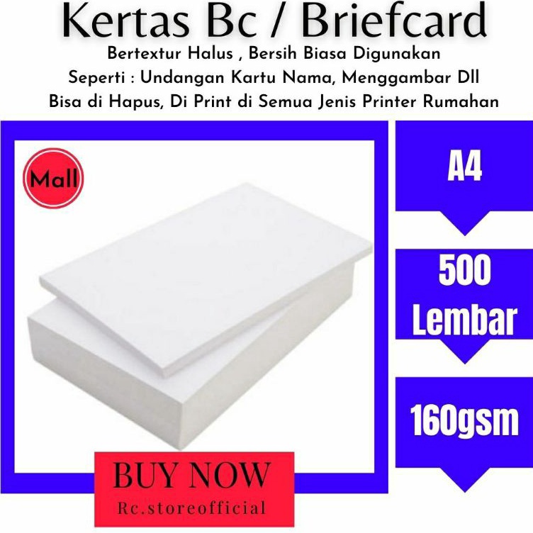 

Kirim Langsung 5 Lembar A4 hight quality Kertas Bc Briefcard 16gsm putih F79