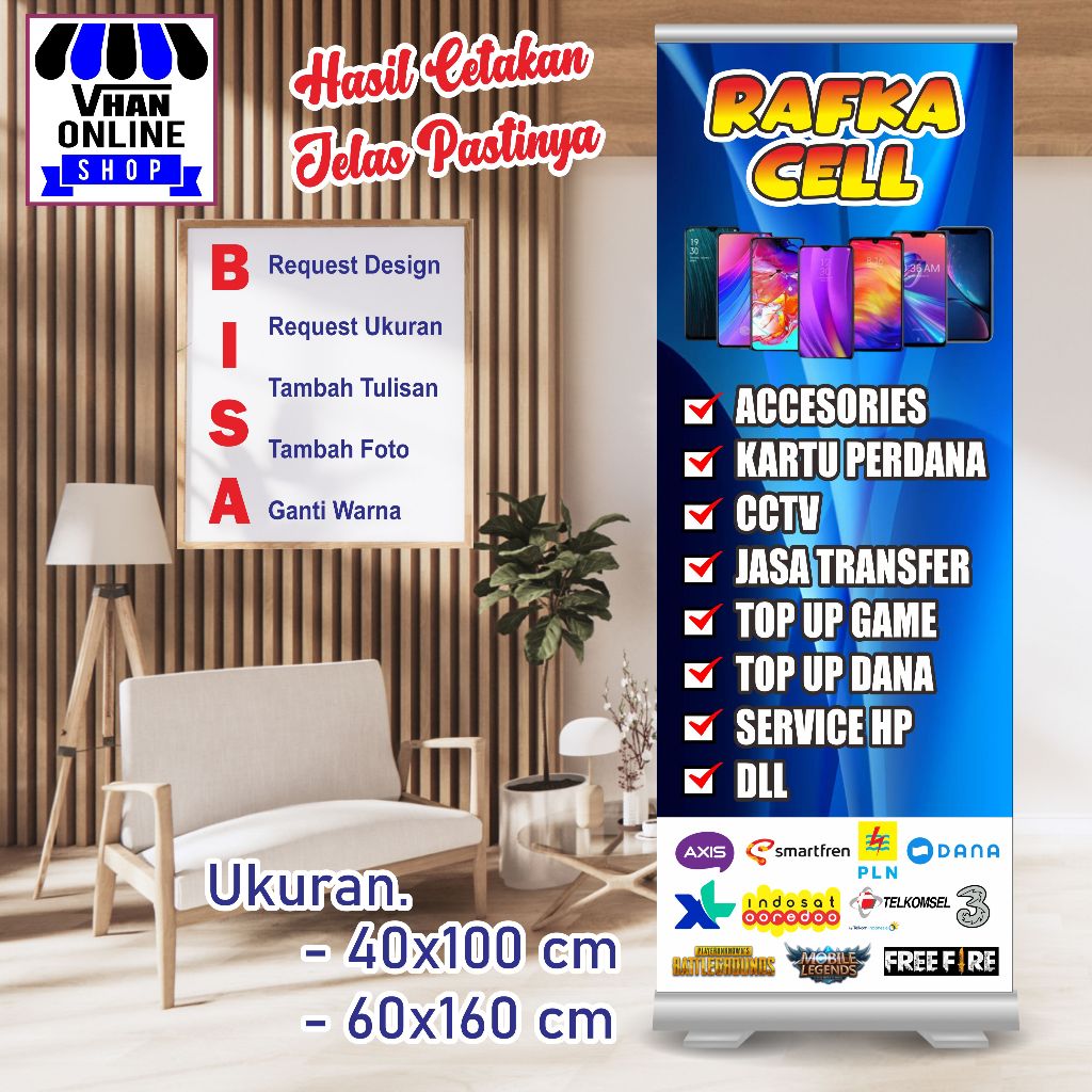 Custom Banner Spanduk MMT Toko HP dan Aksesoris HP keren Murah